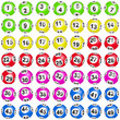 Boules de loto colorées numérotées de 1 à 49