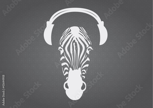 Vektor: Zebra with headphones Zebra with headphones