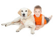 Foto: Little boy with a big dog Little boy with a big dog
