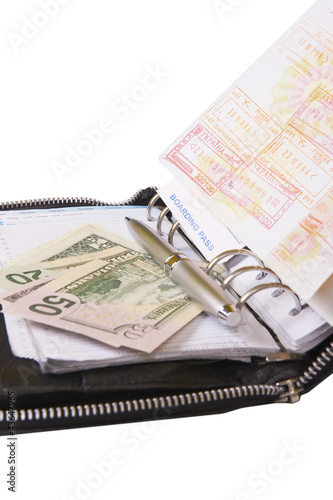 Photo: business man leather travel date book with money pasport and boa business man leather travel date book with money pasport and boa