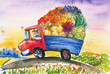 The gardener delivers  fresh vegetables to the city