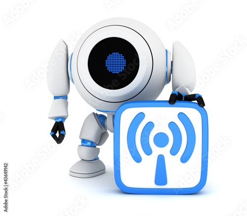 Illustration: Robot and symbol Wi-Fi Robot and symbol Wi-Fi