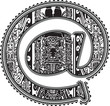 at symbol with ancient drawing. Vector illustration