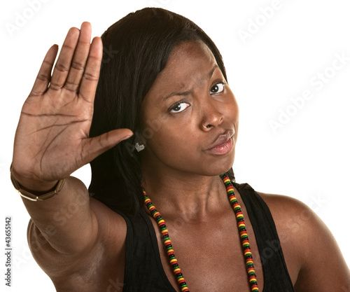 Photo: Woman Raising Hand to Stop Woman Raising Hand to Stop