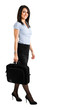 Full length businesswoman isolated on white