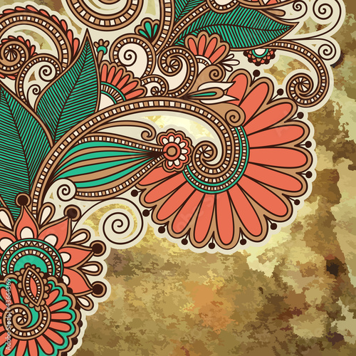 Vector: flower design on grunge background flower design on grunge background