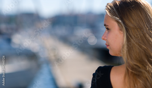 Photo: Girl and harbour Girl and harbour