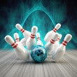 Illustration: Bowling Strike blau fractal Bowling Strike blau fractal