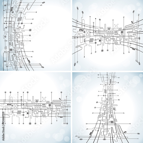 Vektor: Set of abstract technology circuit background. Set of abstract technology circuit background.