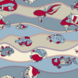 Вектор: seamless pattern aquarium fish wave seamless pattern aquarium fish wave