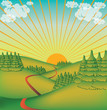 cute countryside valley - illustration