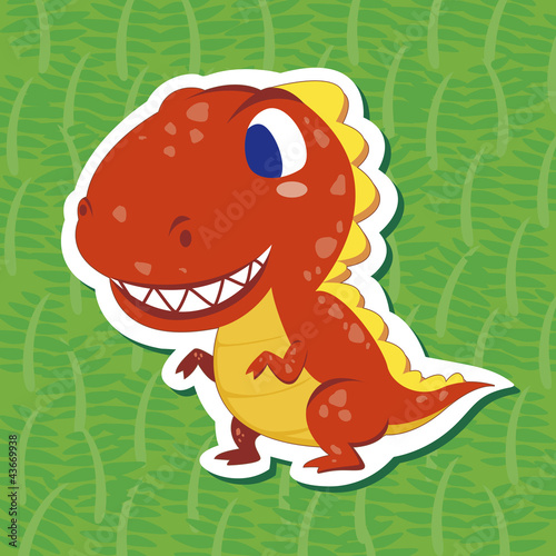 Ilustração vetorial : cute dinosaur sticker01 cute dinosaur sticker01