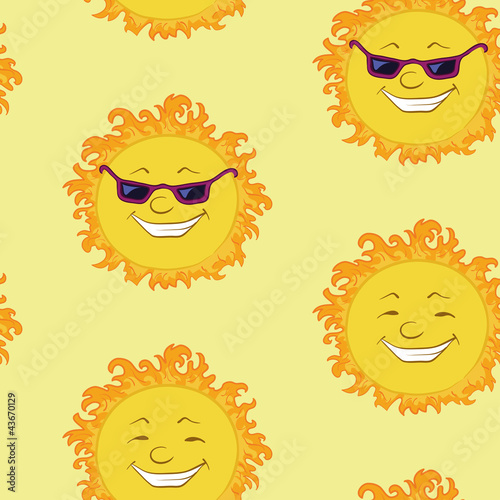 Vector: Seamless background, smiling cartoon sun Seamless background, smiling cartoon sun