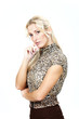 beautiful blond woman, portrait in studio