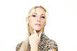 beautiful blond woman, portrait in studio