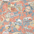 Hawaii vintage stickers seamless pattern