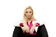 portrait of  blond woman, isolated on white background