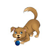 Welpe spielend mit Ball