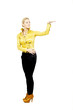 beautiful girl, yellow blouse, studio portrait