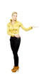 beautiful girl, yellow blouse, studio portrait