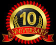 10 years anniversary golden label with ribbons