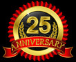 25 years anniversary golden label with ribbons