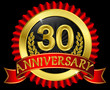 30 years anniversary golden label with ribbons