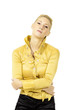 portrait of  blond woman, isolated on white background