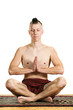 young man in meditation, portrait in studio