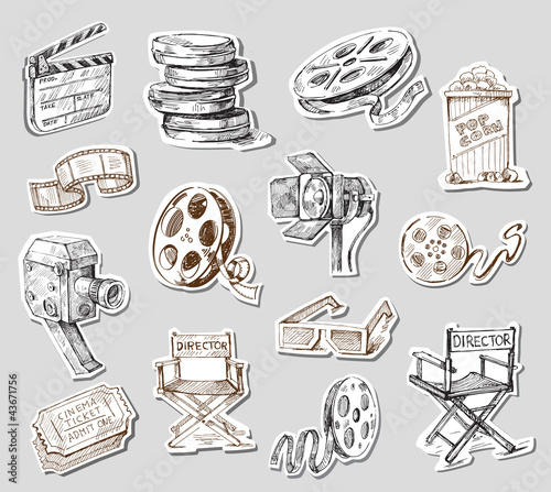 Vector: movie camera-hand drawn movie camera-hand drawn