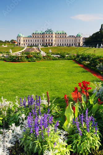 Photo: Vienna - Belvedere Palace with flowers - Austria Vienna - Belvedere Palace with flowers - Austria