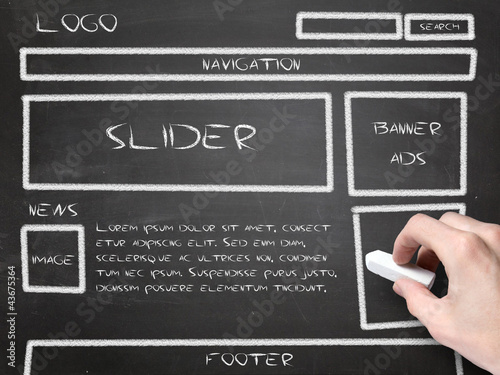 Photo: website wireframe sketch on blackboard website wireframe sketch on blackboard