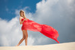 The Cheerful Girl On Sand
