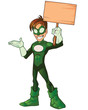 Green Super Boy Hero Presentation Holding Board