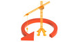 cranes with red arrow