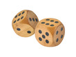 Photo: Retro wooden dice, double six, isolated on white Retro wooden dice, double six, isolated on white