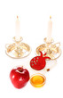 rosh hashanah - apple, honey isolated over white