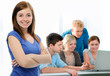 students working together in a classroom