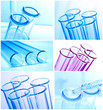 Photo: Test tubes closeup on blue background. Test tubes closeup on blue background.