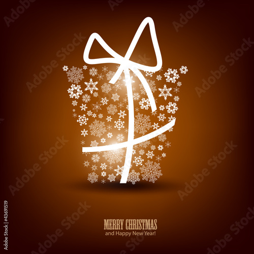 Vector: Christmas gift box made from snowflakes. Christmas background Christmas gift box made from snowflakes. Christmas background