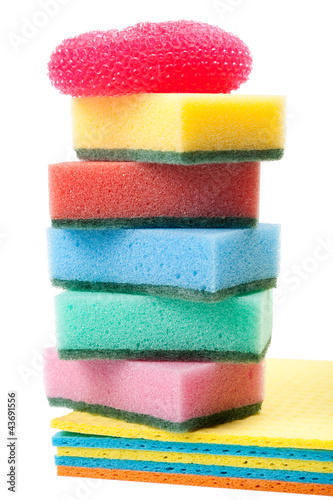 Foto: pile of dish washing sponge, dishcloth, scrub pad for kitchen an pile of dish washing sponge, dishcloth, scrub pad for kitchen an