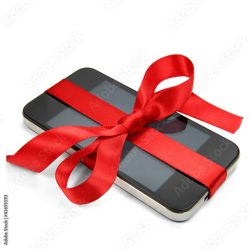 Illustration: Smartphone mit roter Schleife Smartphone mit roter Schleife