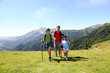 Family on a trekking day in the mountains