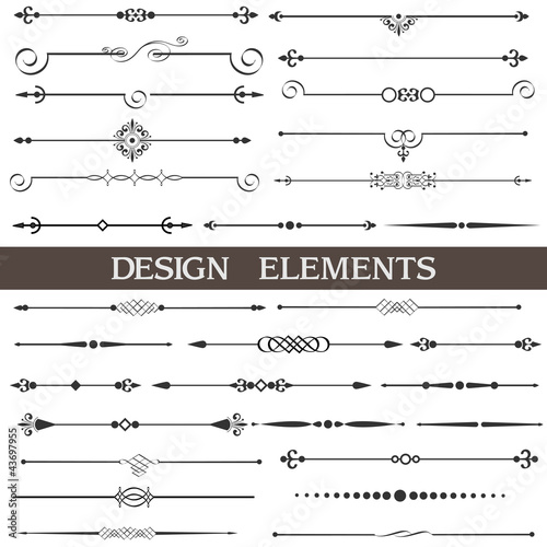 Vector: Set of calligraphic design elements and page decor Set of calligraphic design elements and page decor