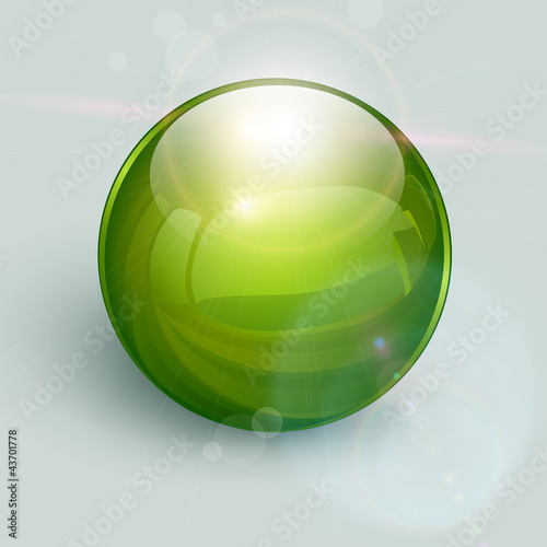 Vector: Green glass ball on background with lens flares Green glass ball on background with lens flares