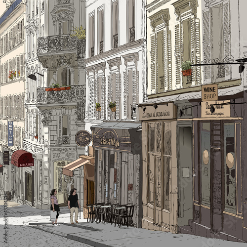 Vector: Street in Montmartre Street in Montmartre
