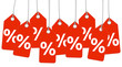 rote Anhänger mit % Zeichen