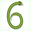 Vector: Snake font. Digit 6 Snake font. Digit 6