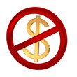 Illustration: No cash sign dollar symbol No cash sign dollar symbol
