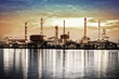 Landscape of river and oil refinery factory